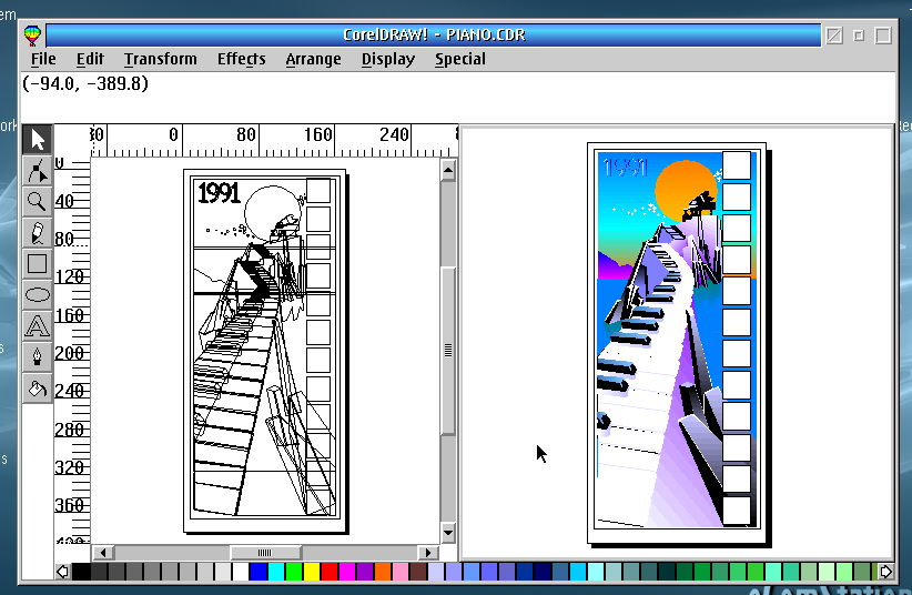 Corel DRAW 2.5 para IBM OS2 3.5 1991 e 4.5 1992 en US