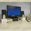 Vetor DXF de suporte para monitor com gavetinhas e porta-teclado